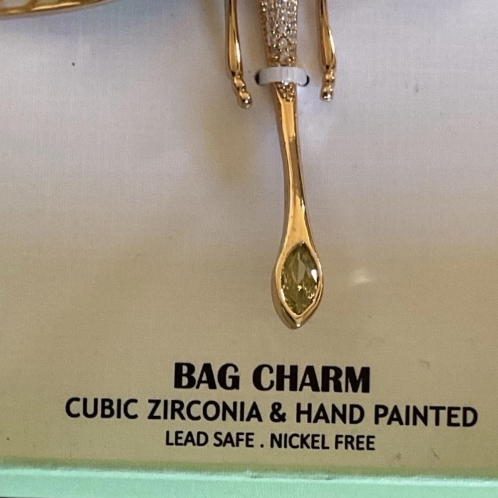 PIPER K Dragonfly Gold Hand-Painted with CZ Articulated Wings Bag Charm NEW NWT - Picture 14 of 15
